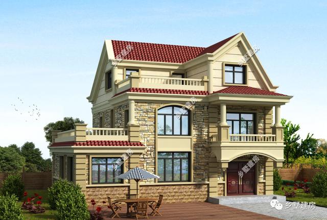 11X10米三層農(nóng)村小別墅，旋轉(zhuǎn)樓梯+雙露臺，布局滿分不怕驕傲！