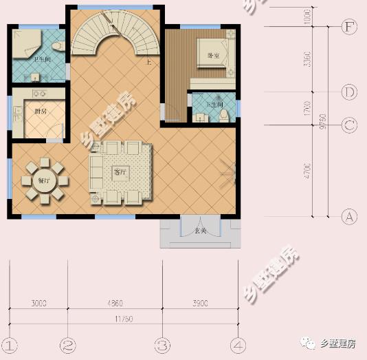 11X10米三層農(nóng)村小別墅，旋轉(zhuǎn)樓梯+雙露臺，布局滿分不怕驕傲！