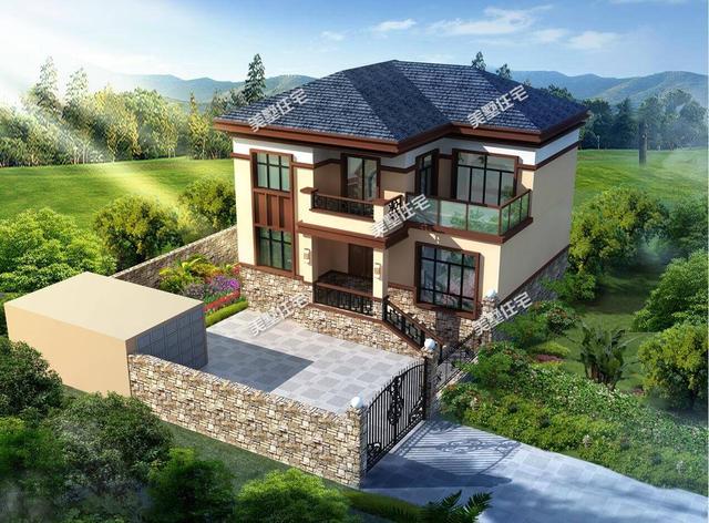 12.54X9.9米二層別墅設(shè)計圖，建成不輸村里大房子，關(guān)鍵是還帶院子！