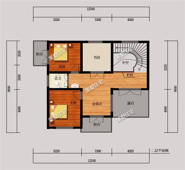 12.54X9.9米二層別墅設(shè)計圖，建成不輸村里大房子，關(guān)鍵是還帶院子！