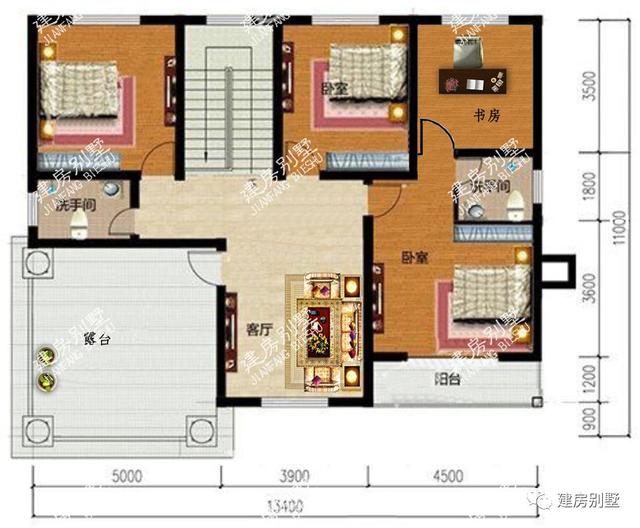 三套別墅外墻裝飾用文化石的戶型，每一棟都漂亮至極，