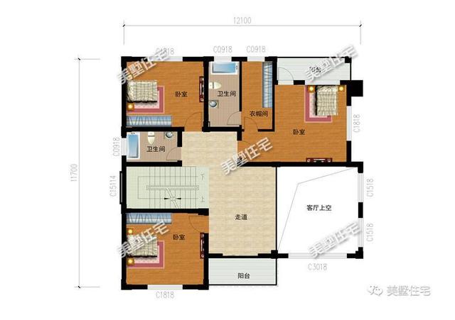 12X12四層別墅設計圖，主體造價50萬，聽說這才是有錢人才能建的起別墅