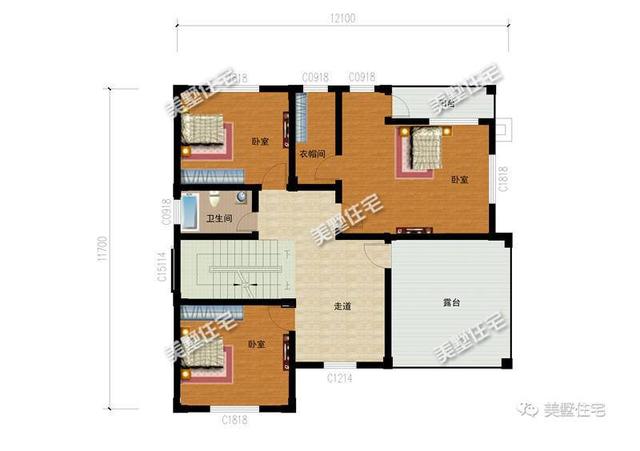 12X12四層別墅設計圖，主體造價50萬，聽說這才是有錢人才能建的起別墅