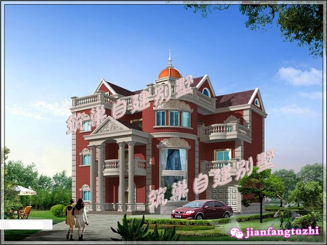 16x14米三層半歐式別墅樓中樓農(nóng)村自建房，造價55萬，高端豪華大氣