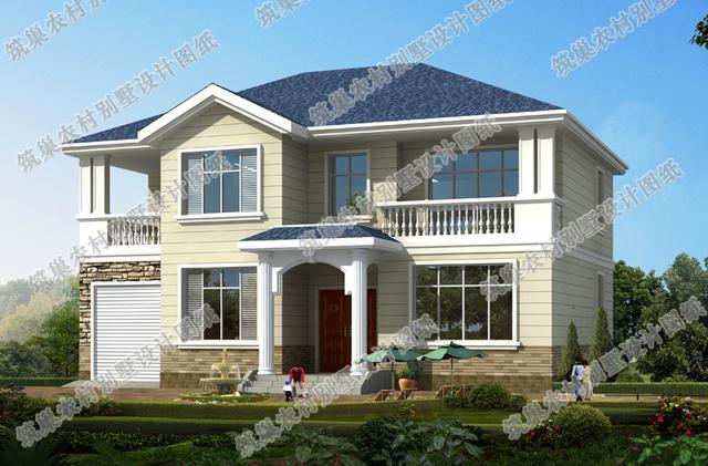 14×11米2廳6臥3衛(wèi)二層農(nóng)村自建房，造價(jià)25萬(wàn)，帶車庫(kù)