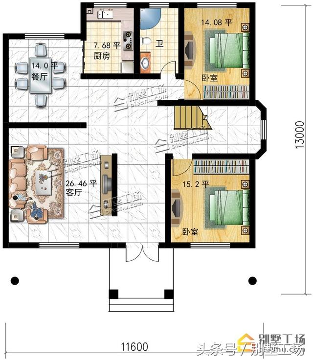 11.6X13m三層農(nóng)村別墅設(shè)計圖，造價25萬，真正適合農(nóng)村人的自建房