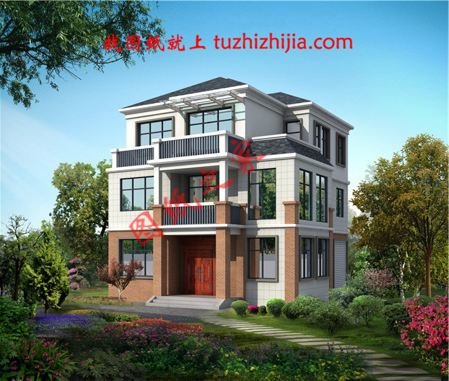 120平米三層別墅房屋設(shè)計圖，帶車庫，帶閣樓