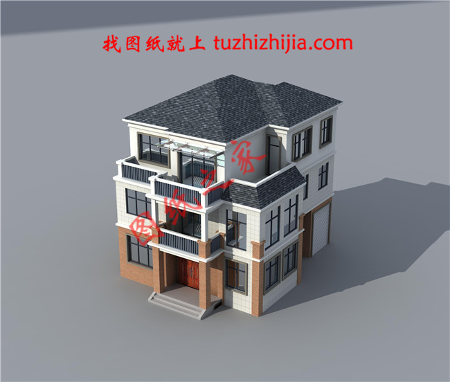 120平米三層別墅房屋設(shè)計圖，帶車庫，帶閣樓