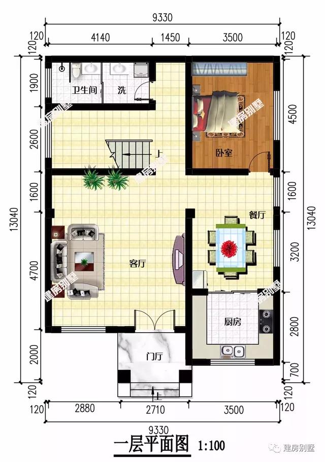 9.3×13米三層農(nóng)村別墅設(shè)計(jì)圖，面磚配的好，也能美的讓人著迷