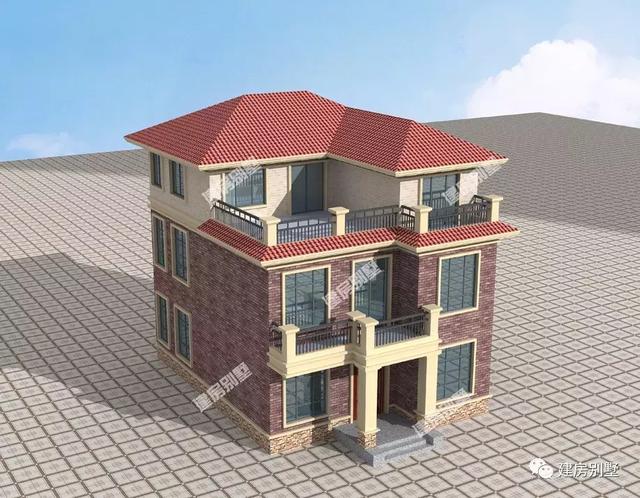 9.3×13米三層農(nóng)村別墅設(shè)計(jì)圖，面磚配的好，也能美的讓人著迷