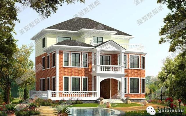 占地面積約160平方米3廳6臥三層別墅設(shè)計(jì)圖，奢華大氣，主體造價(jià)55萬