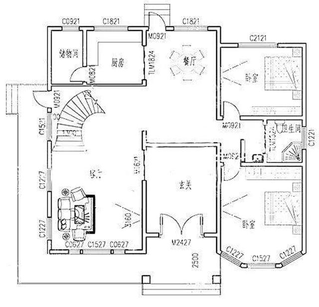 占地面積約160平方米3廳6臥三層別墅設(shè)計(jì)圖，奢華大氣，主體造價(jià)55萬
