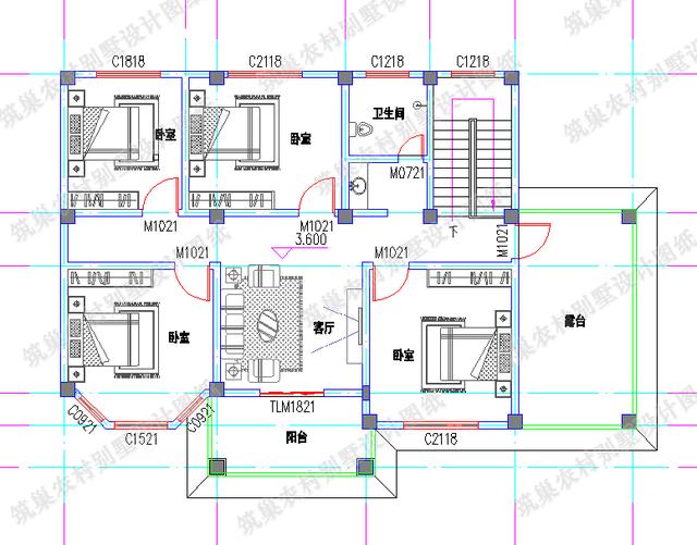 16×10米4廳5臥二層別墅設(shè)計(jì)圖，造價(jià)28萬，帶車庫飄窗