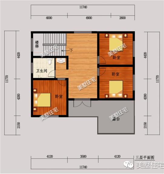 11米X11米三層農(nóng)村別墅設(shè)計圖，神臺堂屋大露臺，農(nóng)村別墅就該這么建