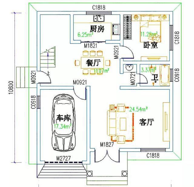 占地約100平方米三層7臥別墅設(shè)計圖，造價28萬