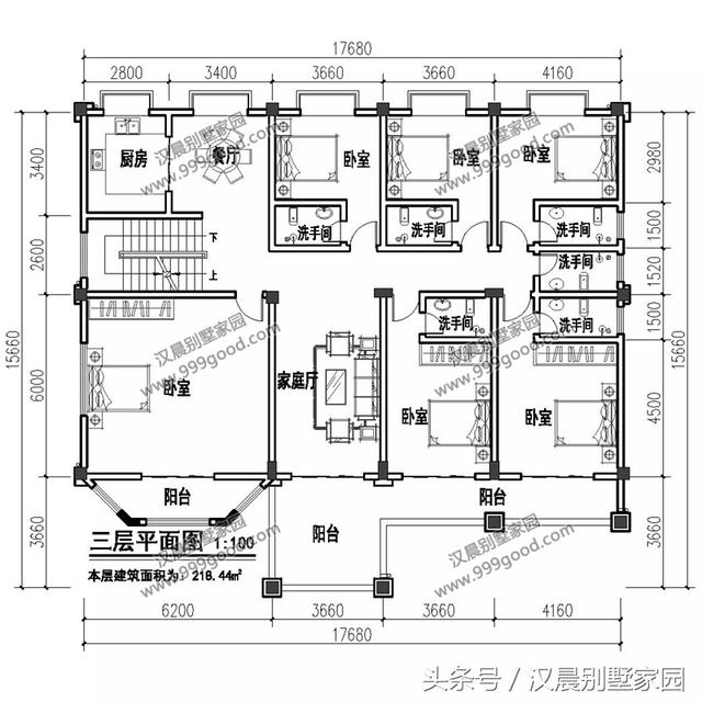 17.6米X15.6米歐式四層別墅設(shè)計(jì)圖，豪華大氣，帶大露臺(tái)+車庫(kù)，商住兩用
