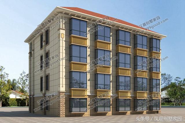 17.6米X15.6米歐式四層別墅設(shè)計(jì)圖，豪華大氣，帶大露臺(tái)+車庫(kù)，商住兩用