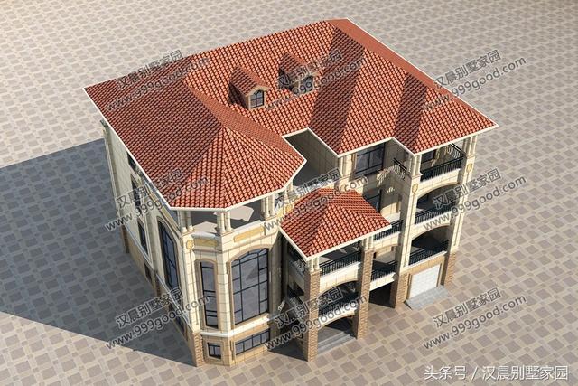 17.6米X15.6米歐式四層別墅設(shè)計(jì)圖，豪華大氣，帶大露臺(tái)+車庫(kù)，商住兩用