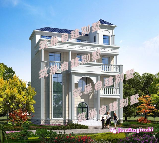 占地90平米的四層農(nóng)村自建房別墅戶型，帶大露臺，主體造價30萬，可做商鋪