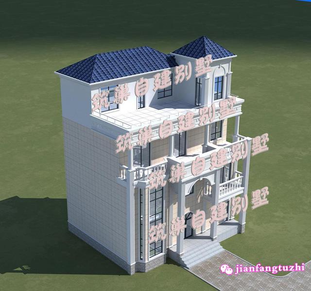 占地90平米的四層農(nóng)村自建房別墅戶型，帶大露臺，主體造價30萬，可做商鋪