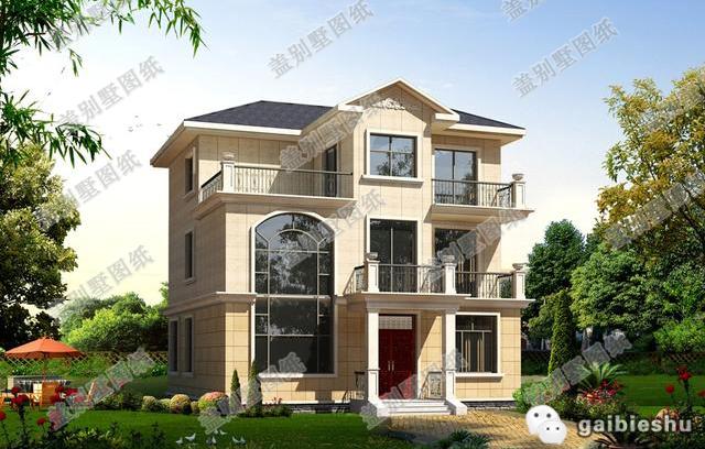 11米×11米三層歐式別墅設(shè)計圖，外觀簡潔大氣，帶挑空客廳，主體造價35萬