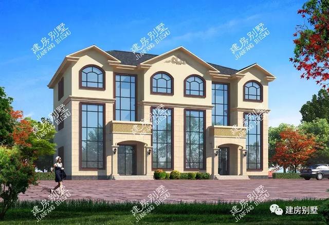 三棟雙拼豪華大氣別墅設(shè)計(jì)圖，外觀(guān)美不勝收，共建住宅感情深
