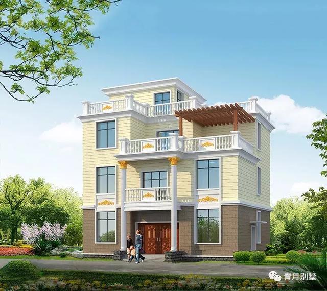 12.7×9.8米三層別墅設計圖，簡單實用，主體造價45萬，帶有大露臺。