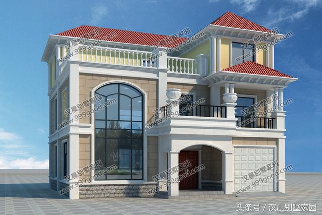 12.3X12.1米三層歐式別墅設(shè)計(jì)圖，大氣經(jīng)典，帶車庫(kù)。