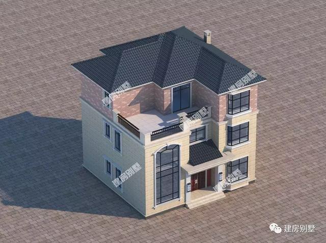 三層復式農村別墅設計圖，12×11米帶陽臺挑空大客廳，讓人向往的房子