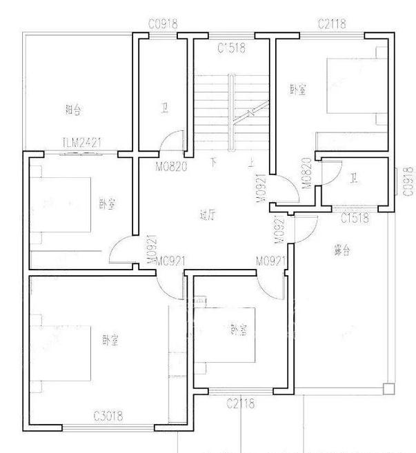 三層農(nóng)村自建帶堂屋車庫(kù)別墅設(shè)計(jì)圖，二三層露臺(tái)高低錯(cuò)落富有參差感，而且有超大的落地窗哦