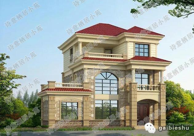 三層新農(nóng)村住宅設(shè)計(jì)圖，占地100平，采用框架結(jié)構(gòu)，主體造價(jià)30萬，附有建成效果圖