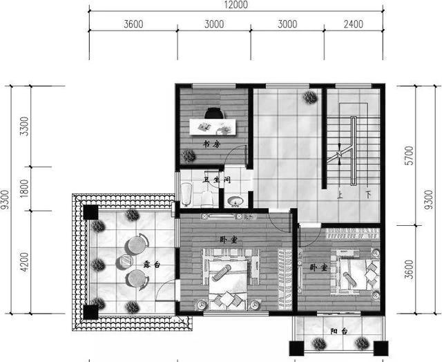 三層新農(nóng)村住宅設(shè)計(jì)圖，占地100平，采用框架結(jié)構(gòu)，主體造價(jià)30萬，附有建成效果圖