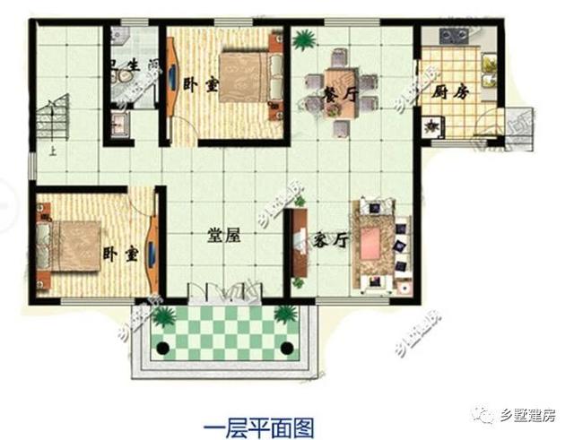 二層現(xiàn)代風(fēng)格農(nóng)村自建房設(shè)計圖，黃墻紅頂醒目又溫馨，大家都要這樣建！