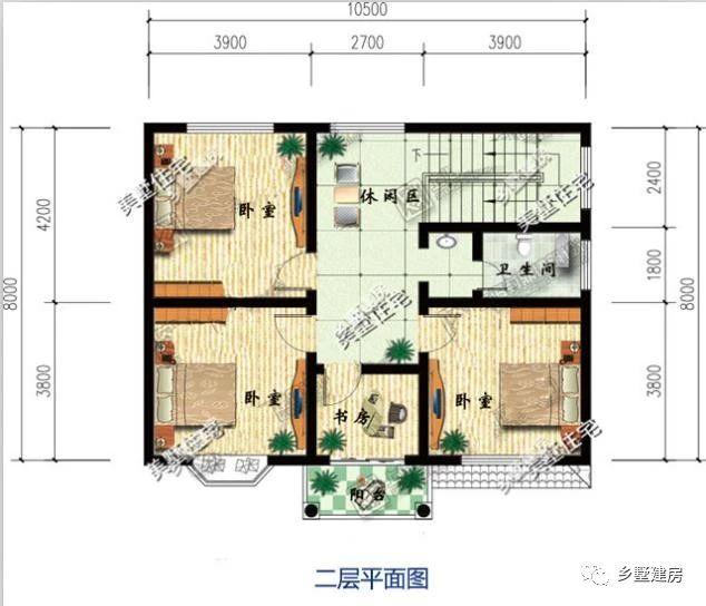 二層現(xiàn)代風(fēng)格農(nóng)村自建房設(shè)計圖，黃墻紅頂醒目又溫馨，大家都要這樣建！