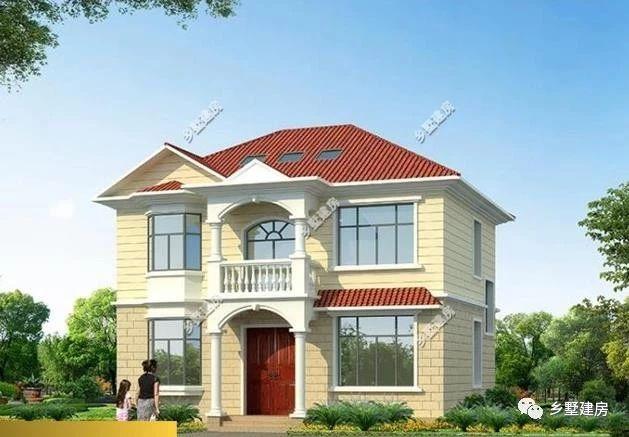 二層現(xiàn)代風(fēng)格農(nóng)村自建房設(shè)計圖，黃墻紅頂醒目又溫馨，大家都要這樣建！