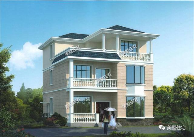 30萬10X12米三層別墅設(shè)計圖，7室2廳大露臺，建一棟自己的小房子，感受這身邊的美好
