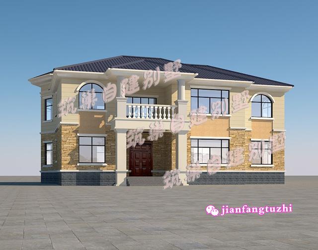 二層帶煙囪農(nóng)村自建別墅設(shè)計圖，磚混結(jié)構(gòu)18x10米160平米，主體造價25萬