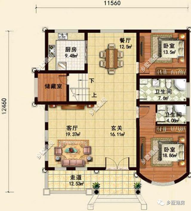 2款三層別墅戶型圖，內(nèi)部很實(shí)用，性價(jià)比超級(jí)高，造價(jià)不到30萬就能建起來了！