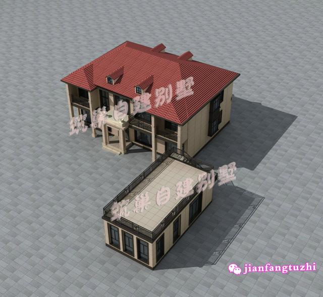 二層農(nóng)村自建別墅設(shè)計(jì)圖18x12米，室外廚房+外樓梯，造價(jià)只要40萬