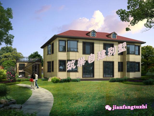 二層農(nóng)村自建別墅設(shè)計(jì)圖18x12米，室外廚房+外樓梯，造價(jià)只要40萬