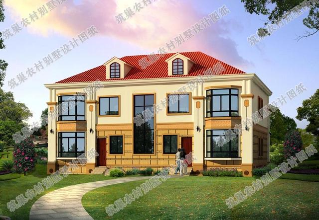 二層雙拼別墅全套施工效果圖，室內(nèi)布局對(duì)稱(chēng)設(shè)計(jì)，空間劃分合理，外立面溫暖大氣，一起來(lái)看看