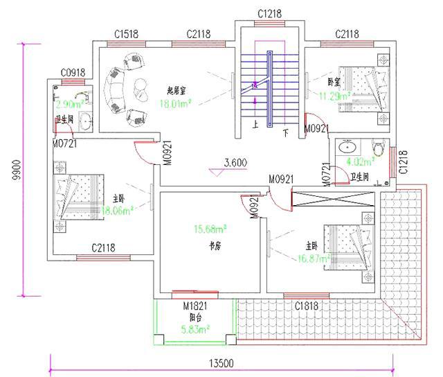 地中海風格三層別墅設(shè)計圖，占地130平方米，采用磚混結(jié)構(gòu)類型，主體造價40萬