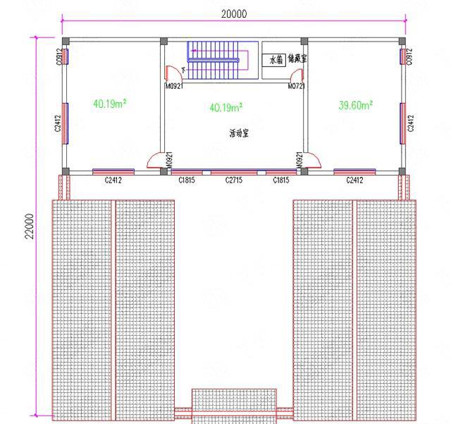 20×22米二層四合院中式別墅設(shè)計圖，設(shè)置內(nèi)院、圍墻，有主樓和副樓，私密性極高，仿佛與世隔絕，恬靜淡雅