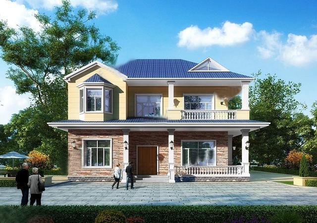 農(nóng)村二層別墅圖，造價低造型美，清新靚麗的氣質(zhì)，和鄉(xiāng)村田園氣息非常吻合