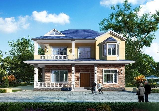 農(nóng)村二層別墅圖，造價低造型美，清新靚麗的氣質(zhì)，和鄉(xiāng)村田園氣息非常吻合