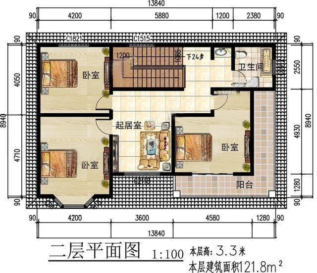 農(nóng)村二層別墅圖，造價低造型美，清新靚麗的氣質(zhì)，和鄉(xiāng)村田園氣息非常吻合