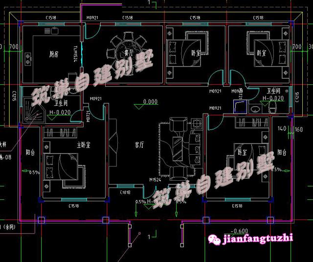 3款一層農(nóng)村平層別墅設(shè)計圖造價10多萬2廳4臥，既然是蓋一層，當然是怎么實惠怎么來