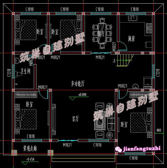 3款一層農(nóng)村平層別墅設(shè)計圖造價10多萬2廳4臥，既然是蓋一層，當然是怎么實惠怎么來