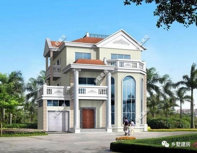 20萬建一棟三層別墅，豪華絕美落地窗，超大的實(shí)用露臺(tái)，羨煞眾人