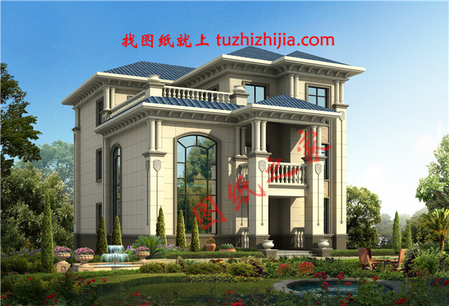 經(jīng)典三層歐式造型別墅圖紙，功能房豐富，挑空客廳